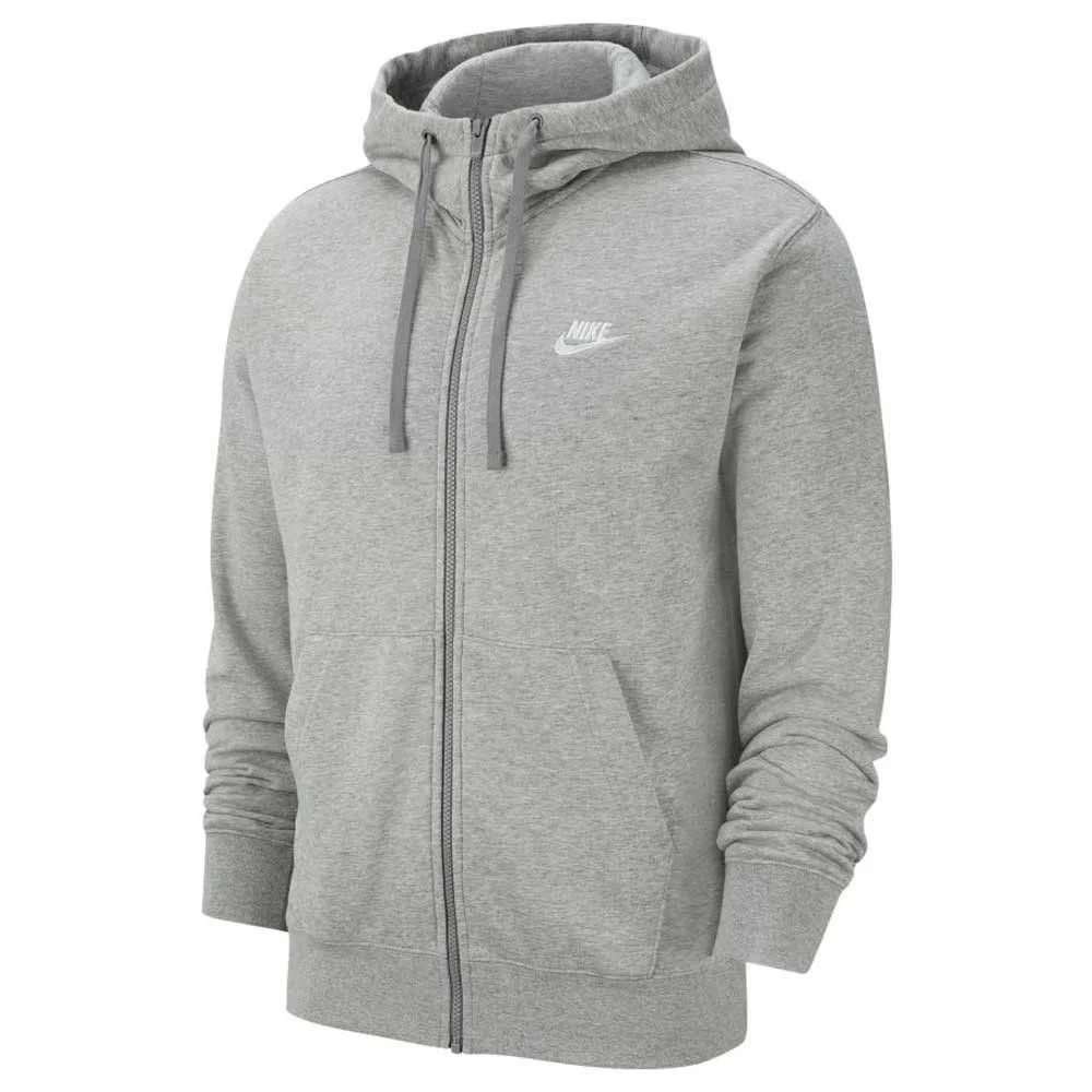 Moletom Nike Club em cinza com capuz e bolso canguru